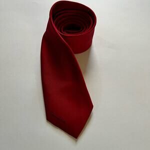 Oscar de la Renta Necktie True Red with Navy Dots and Logo